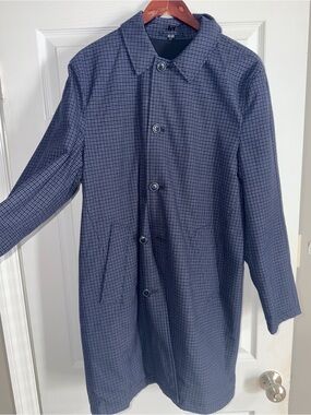 Express Men’s Navy Check Trench Coat - Reversible